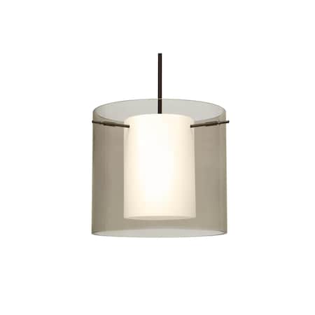 Besa Lighting Pahu 12 Stem Pendant, Trans. Smoke/Opal, Bronze Finish, 1x11W LED 1TT-S18407-LED-BR